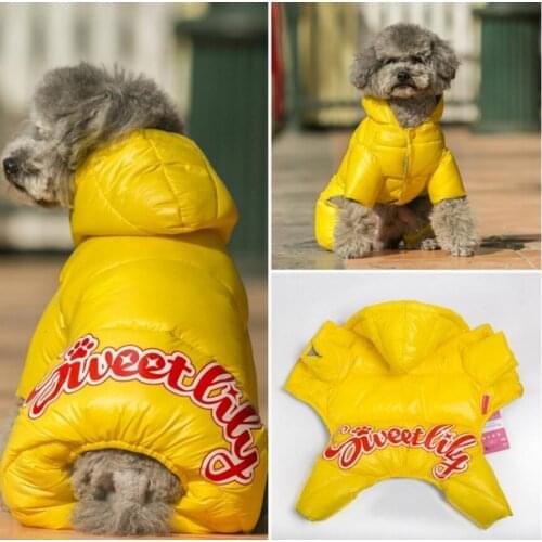 Warm Winter Outfit for Dog Pet Jumpsuit Fur Hoodies Pet Overalls Cat Clothes Dog Snowsuit 6 Colors for Small Pets Leash Hole