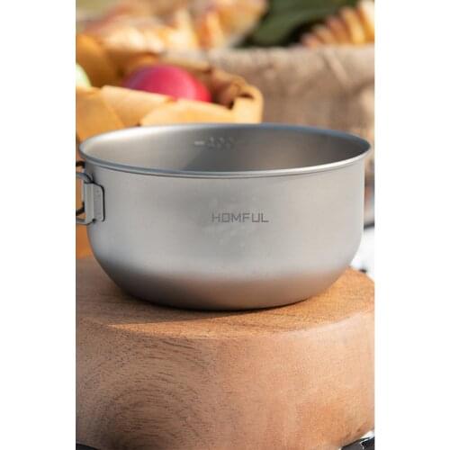 Outdoor Camping Titanium Bowl Ultra-light 210g Cookware Folding Durable 400ml Cooking Pots Tableware Travelling Equipment