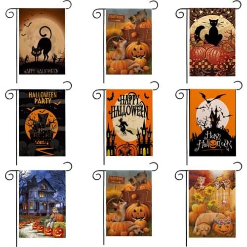 Halloween Party Decorations Garden Flag Pumpkin Ghosts Garden Flag Decorative House Yard Double Sided Flag For Halloween Decor