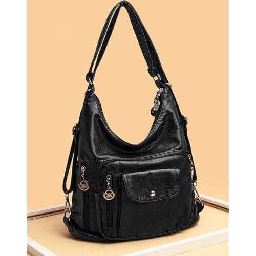Vintage Women Bag Fashion Casual Ladies Multi Pockets Large Capacity Handbags Women Leather Messenger Bag Designer Shoulder Bags