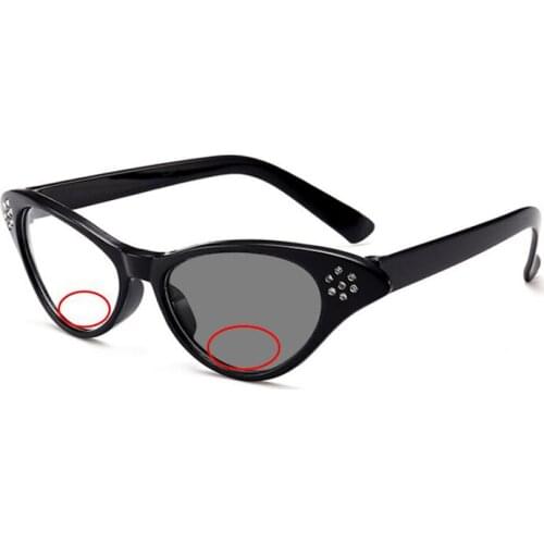 Women Photochromic Bifocals Cat Eye Reading Glasses Magnifier Female Diamond Frame Look Near Far Presbyopic Sunglasses Oculos