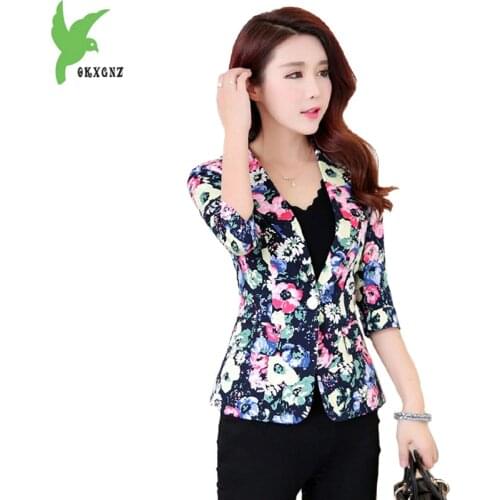 Small blazers and short jacket women 2020 spring summer print suit top Plus size Slim female short blazers office jackets A1829