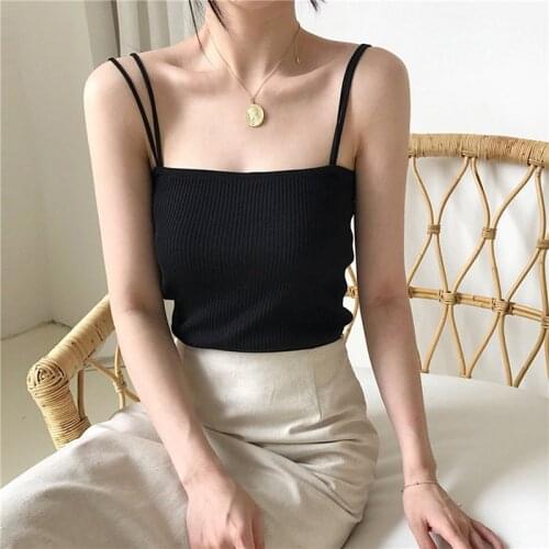 Fashion Women Women Tank Top Sexy Off Shoulder Sleeveless Summer Bodycon Slim Tank Crop Knitted Tops Camis