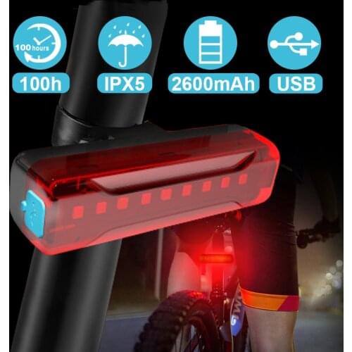 1200 mAh LED Taillight Bicycle IPX5 Waterproof USB Rechargeable Safety Warning Light Bike Rear Tail Light Flashlight For Bicycle