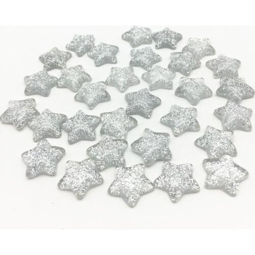 20pcs 16mm Silver Glitter Sparkle Resin Star Flatbacks Cabochons Embellishments For Cardmaking DIY Wedding Christmas Crafts
