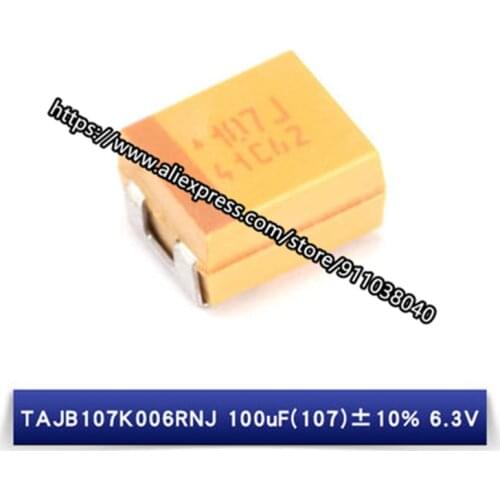 20pcs only orginal new original genuine SMD tantalum capacitor 3528B 6.3V 100UF 20% TAJB107M006RNJ 1210