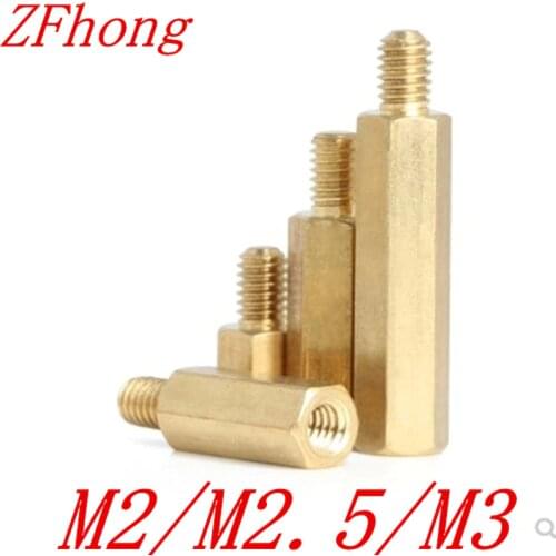 50pcs male to female M2 M2.5 m3*4/5//6/7/8/9/10/11/12 hex brass standoff spacer