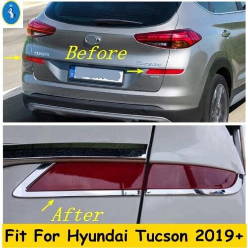 ABS Chrome Exterior Refit Kit For Hyundai Tucson 2019 2020 Rear Bumper Fog Lights Lamps Strip Cover Trim Decoration Accessories
