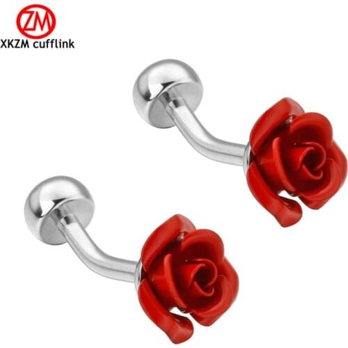 Brand red rose Cufflinks High Quality for Mens Shirt Wedding Party Cuff Links The Bake Lacquer Cuff Button Accessories