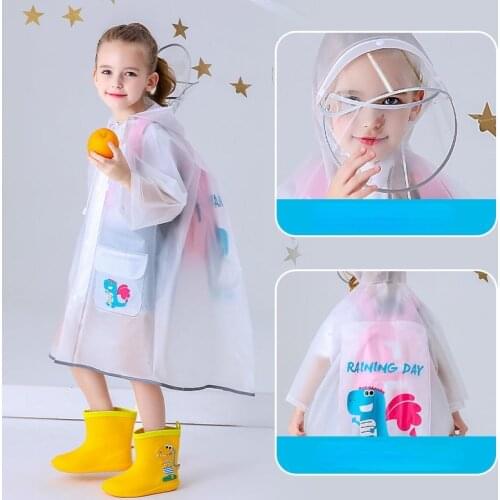 Outdoor Cute Dinosaur Polyester Baby Kids Raincoat Waterproof Rain Coat Children Impermeable Poncho Boys Girls Rain Jacket Kids