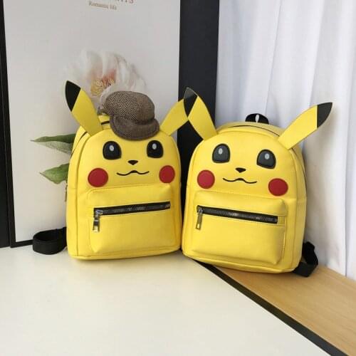 Anime Kid Pokemon Go Schoolbag Pikachu Backpack Child Pokemon Cartoon Yellow School Pu Bags Children Girls Boy Kawaii Sac A Dos