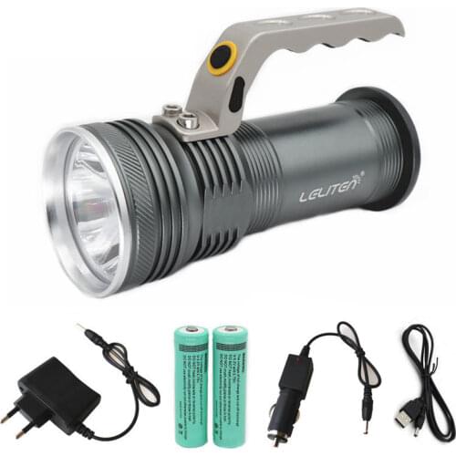 8000LM High quality Handheld lamp Searchlight Rechargeable LED Flashlight Waterproof fishing lanterns hunting Torch use 2*18650