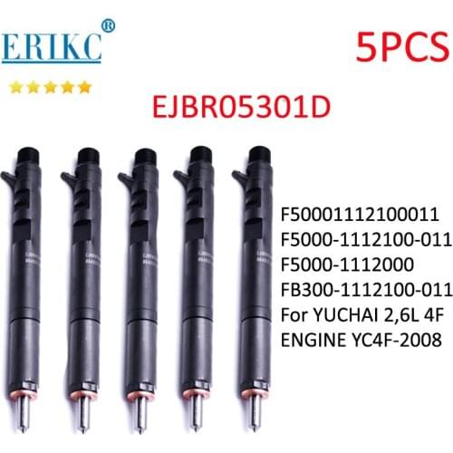 5PCS EJBR05301D Common Rail Diesel Injector EJBR06101D Auto Parts Nozzle R05301D R06101D for YUCHAI 2,6L 4F ENGINE YC4F-2008