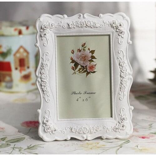 Creative Photo Frame Roses Flowers Crystal Diamond White Europe Style Fashion Vintage Ornaments Photo Frames Home Accessories WF