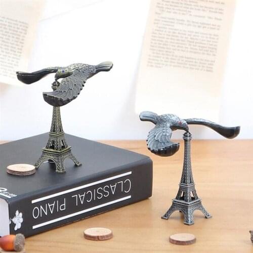 Creative Metal Balance Eagle Gravity Bird Eiffel Tower Landmark Building Ornament Kids Birthday Gift Tower Home Decoration