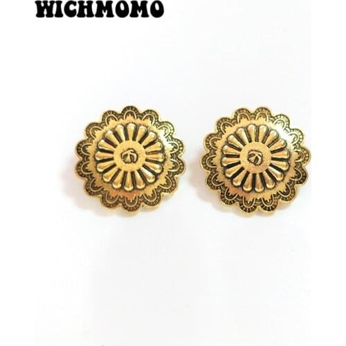 3pcs/bag 30MM Retro Zinc Alloy Round Flowers Clothes Decorative Buttons Charms Pendants for DIY Hair Jewelry Accessories