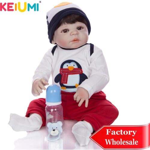 23 Inch Reborn Baby Dolls Toy Wholesale Realistic Lifelike Reborn Boneca Vinyl Full Silicone For Boy Toddler Birthday Xmas Gifts