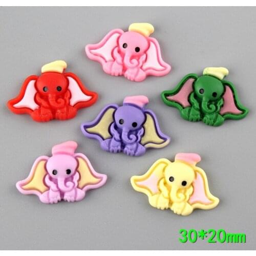 Mini Order 20pcs 30*20mm Colorful Cute Animal Elephant Resin Cabochons Ornament Accessories Patch sticker Phone Shell Hair Clip