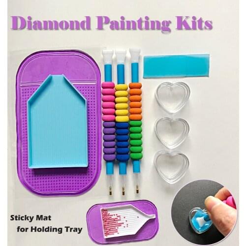 DIY Tools Diamond Painting Kits Point Drill Pen With Sponge Sleeve Sticky Mat Heart Jar Blue Wax 5D Diamond Embroidery Accessory