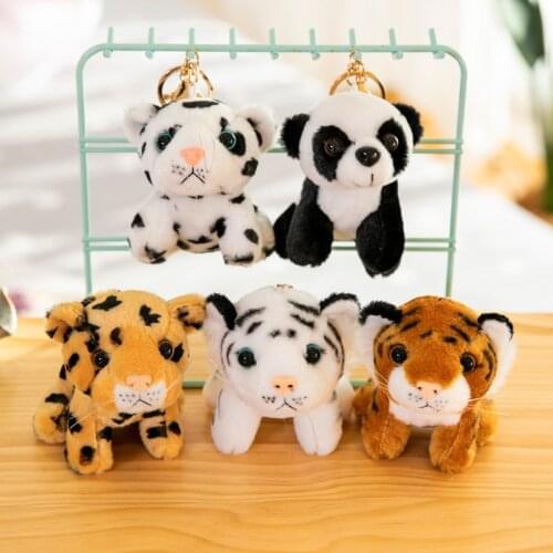 New plush Exquisite simulation tiger pendant plush animal doll pretty car keychain leopard panda bag ornament soft Soothing doll