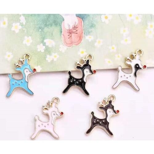 New Cute Cartoon Pendant Sika Deer Dripping Oil Alloy Pendant Is Used For DIY Making Girls Headwear Earrings Pendant Wholesales