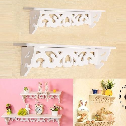 S/M Size Hanging White Carved Wall Shelf Elegant Rack Fashion Simple Display Storage Rack Ornament Holder Home Decoration