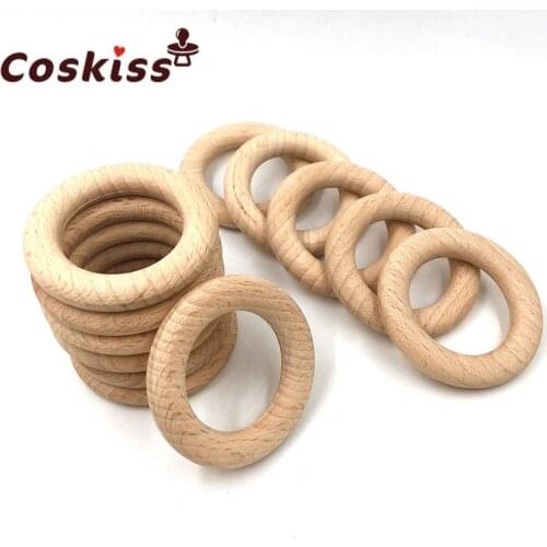 Beech Wooden Teether Nature Organic (68mm) Baby Teething Toy Accessories For Bracelet Eco-friendly Wood Teether
