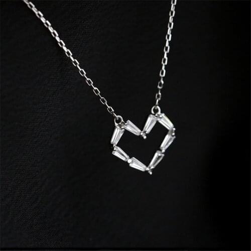 Simple Link Chain Choker Necklaces For Women 925 Sterling Silver Heart Charm Pendants Statement Wedding Jewelry dz609