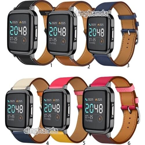 New 20mm Genuine Leather Watch Band Strap for Haylou LS02 Smart Watch Replacement Fashion Wrist bands straps Correa