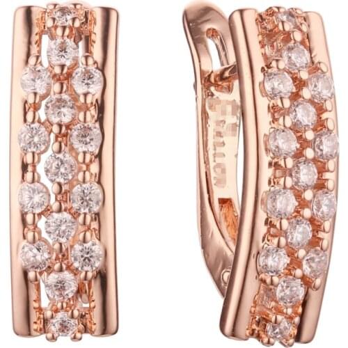 Luxury Full Cubic Zirconia Earring Flower Shape 585 Gold Color FashionJewelry Classic Earrings Designs For Women