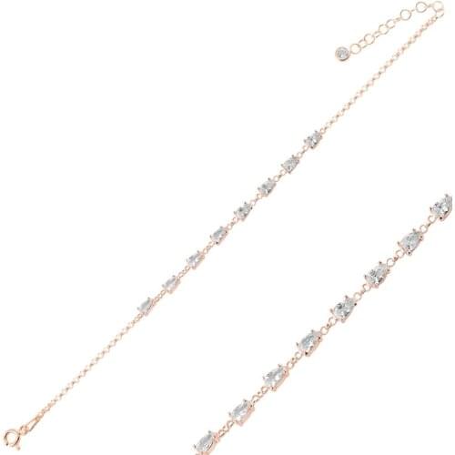 Silver 925 Sterling Drop Zircon Stone Doç Chain