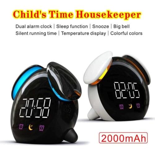 Digital Alarm Clock Desktop Clocks Lamp Led Digital Bedside Clock Colorful Lamp Clock Electronic Table Clock With Thermometer