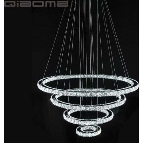 LED Crystal Chandeliers Light Modern LED Circle Chandelier Lamp Hanging Lustres LED Ring Lighting Home Decoration