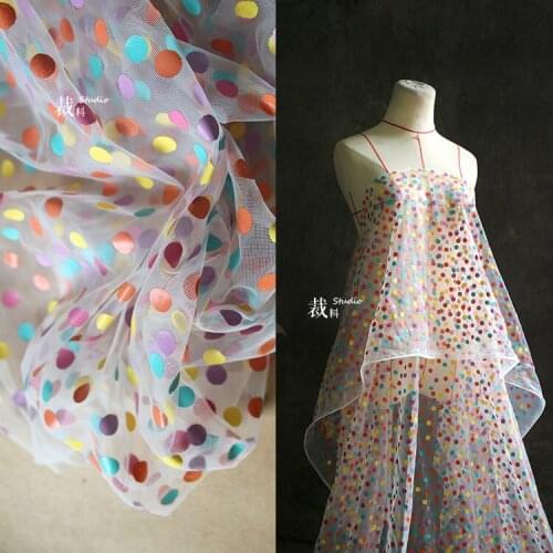 Thin mesh polka dot illusion cute perspective mesh dress dress fabric designer fabric