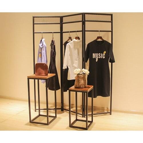 Solid wood vintage clothes rack display rack, middle island water table, high - level display table combination table1115
