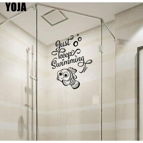 YOJA 28x21.1CM Childrens Room Decoration Cute Fish Wall Stickers Bathroom Shower Glass Decal G2-0392