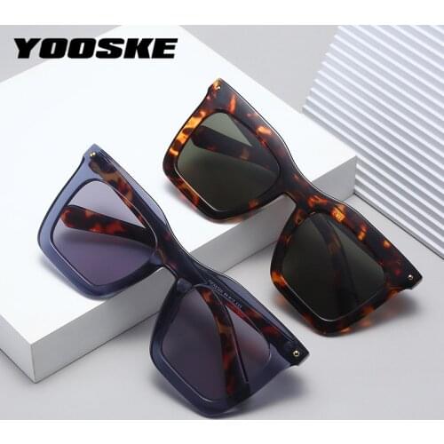YOOSKE Sunglasses Women Men Oversized Sun Glasses Vintage Big Frame Square Eyeglasses High Quality Eyewears UV Protection