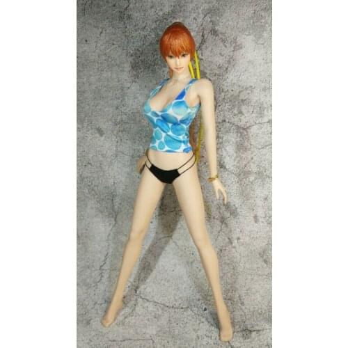 1:6 Scale Blue Short Womens Vest T-shirt For 1/6th HT PH Female Figure Doll Toy