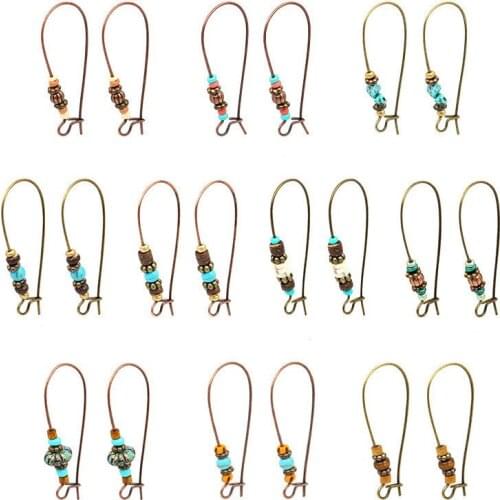 12pcs BP-002 Alloy Vintage Long Ear hook DIY jewelry Dangle Earrings Antique Bronze Ear hooks