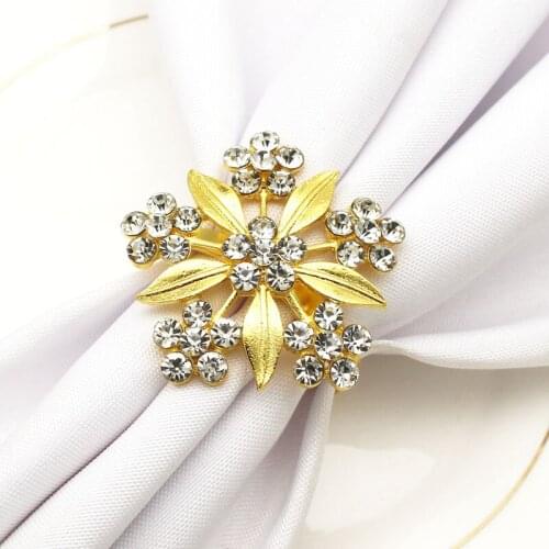 12pcs/lot Diamond Flower Napkin Ring Alloy Napkin Ring Wedding Hotel Tableware Napkin Button Desktop Decoration