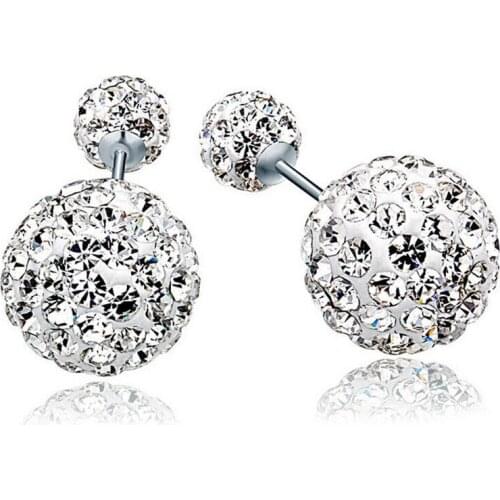 2019 New Fashion Jewelry Double Ball Stud Earrings For Women Luxury Brand Double Zircon Statement Ball Stud Earrings