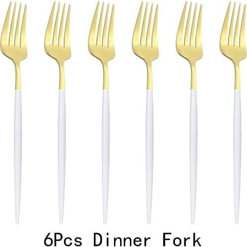 6Pcs/set Dinner Fork Set Salad Fork Dinnerware Cutlery Stainless Steel Long Handle Fork Korean Rainbow Fork Tableware Silverware