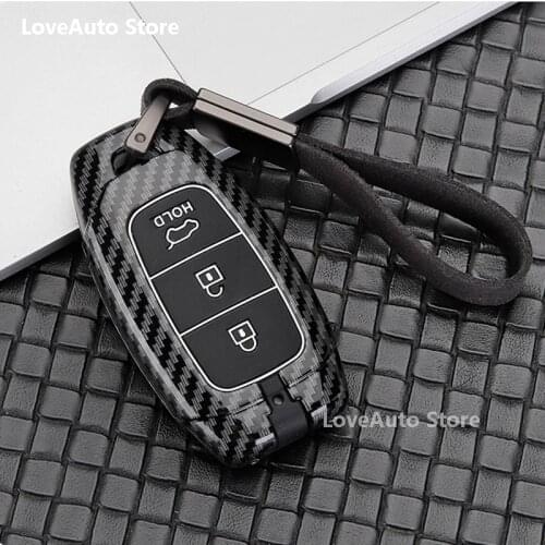 Car Zinc Alloy Key Case Protection Key All Inclusive Shell Keychain Ring Cover For Hyundai Elantra CN7 2020 2021 2022