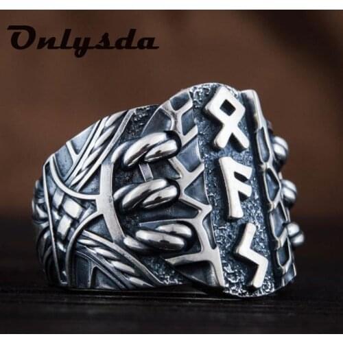 Dropshipping Stainless steel Odin Norse Viking Amulet Rune Fashion Style MEN and women fashion words RETRO Rings Jewelry