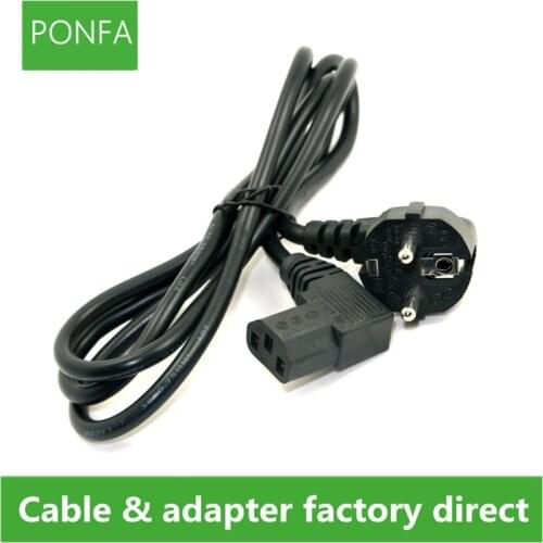 Europe EU plug Flat Nema 5-15P to IEC C13 Left Angled Power Cord for LCD LED Wall Mount TV 5ft 1.5m
