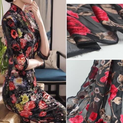 Flocked Dress DIY rayon velvet fabric 115cm width cheongsam fabric wedding dress decoration material fabric