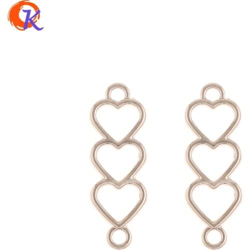 Cordial Design 200Pcs 8*24MM Jewelry Accessories/Hand Made/Earrings Connectors/Rhodium/Heart Shape/DIY Making/Earring Findings