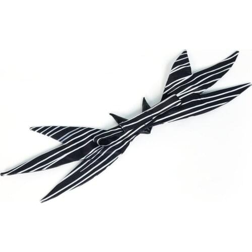 Takerlama 1PCS 20" Jack Skellington Costume Bowtie Nightmare Before Christmas Black Stripe Necktie Halloween Cosplay Props Acces