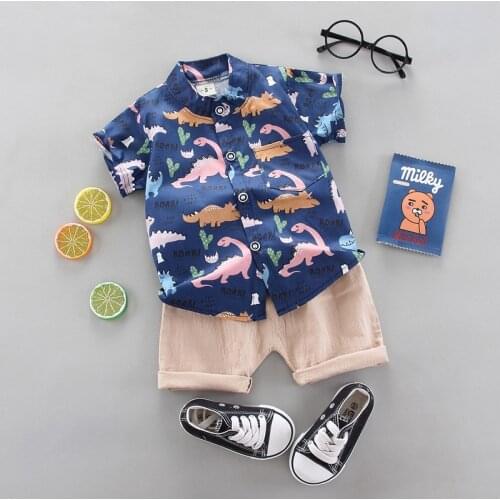 Newborn Baby Boy Clothes Set Summer Floral Print Sets 2pcs Short Sleeve T-shirt+shorts Child Boy Beach Wear Outfits