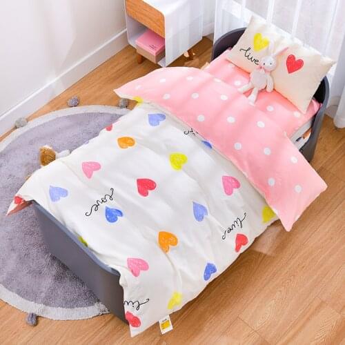 Cartoon Baby Cotton Crib Bed Linen Kit Bedding Set Includes Pillowcase Bed Sheet Duvet Cover Without Filler